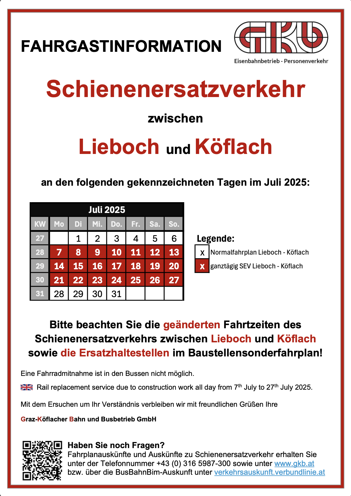 Sonderfahrplan