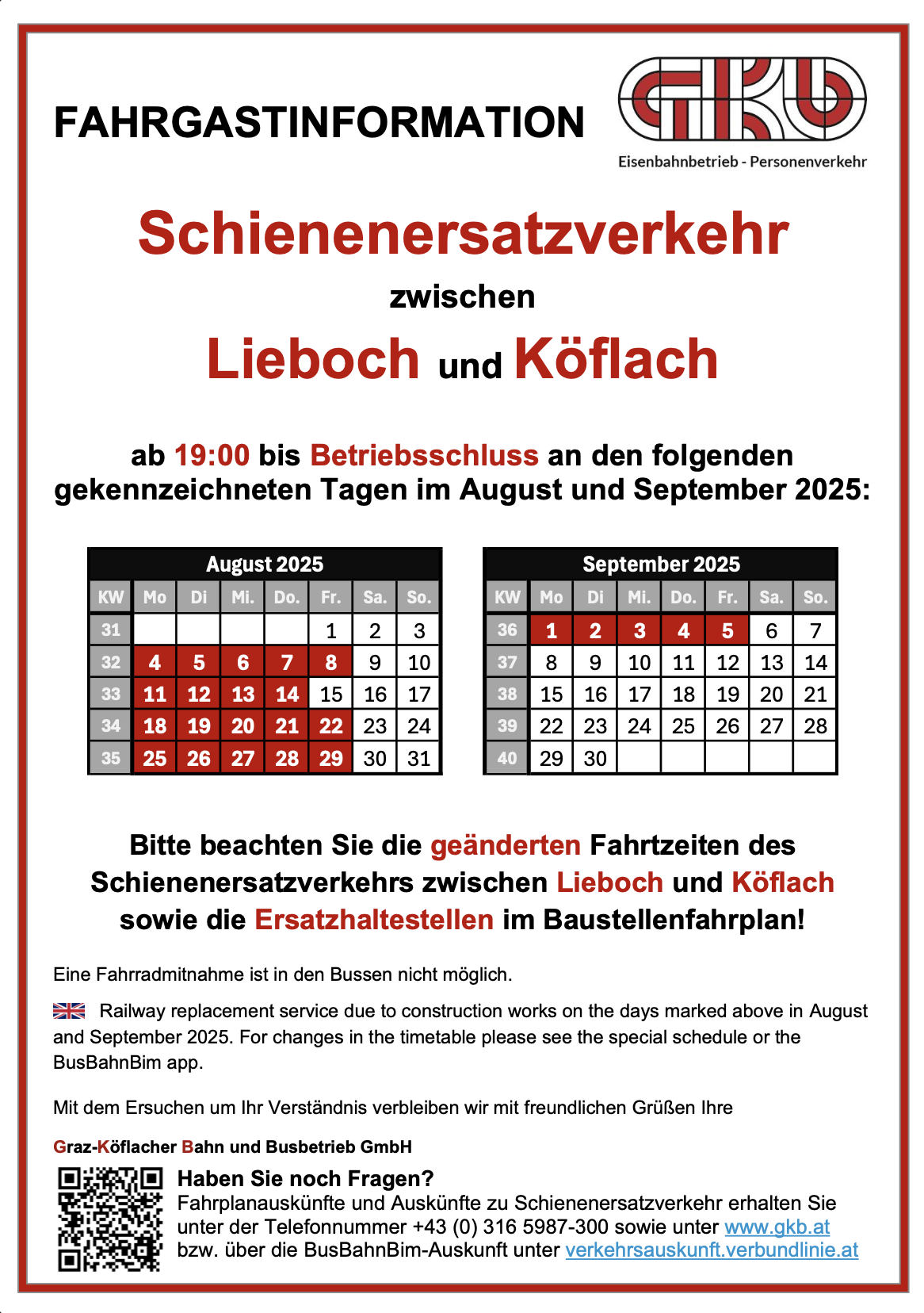 Sonderfahrplan