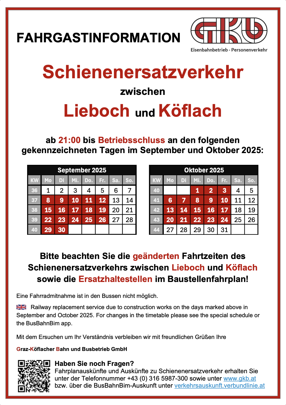 Sonderfahrplan